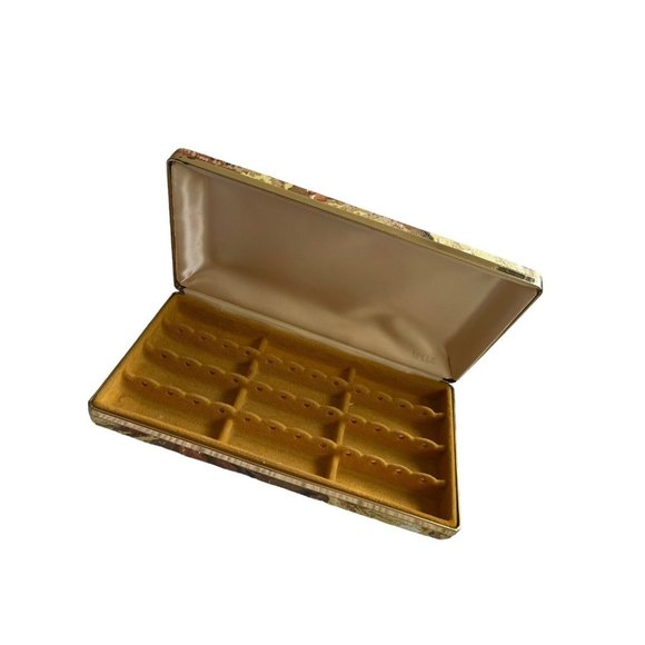 Vintage 60's 70's Clamshell Jewelry Box Hard Shell Case Organizer Mele Style - Picture 2 of 4